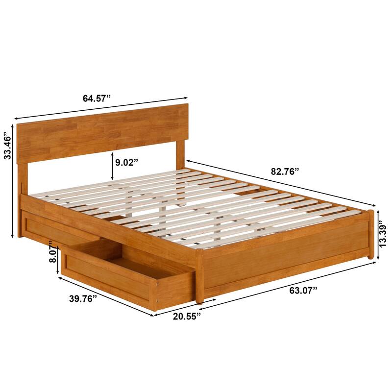 Wesley Platform Bed with Panel Footboard and Storage Drawers