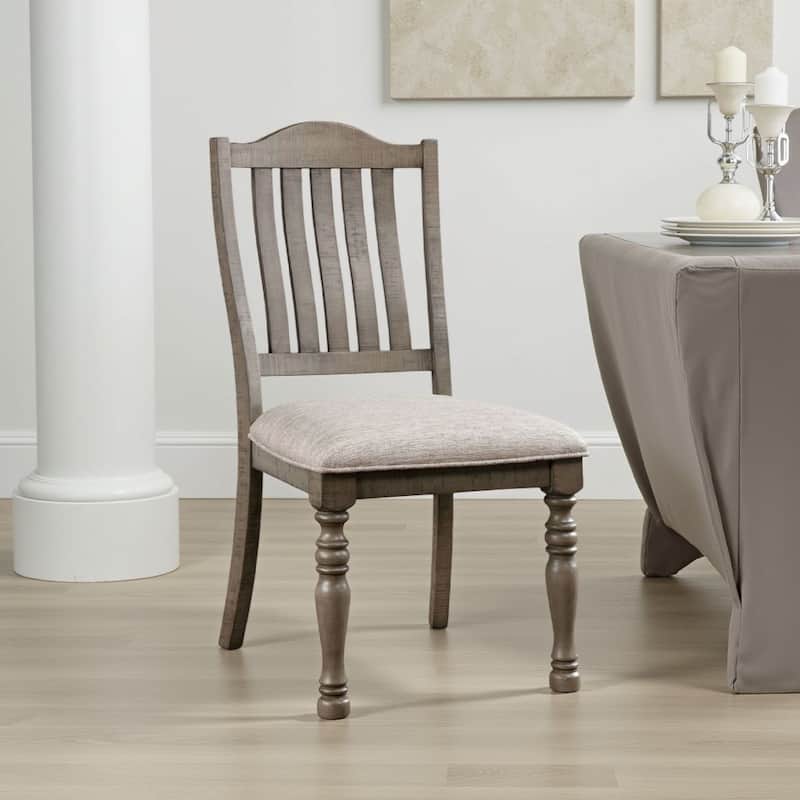 Cay Side Dining Chair Set of 2, Turned Legs, Curved Back, Gray