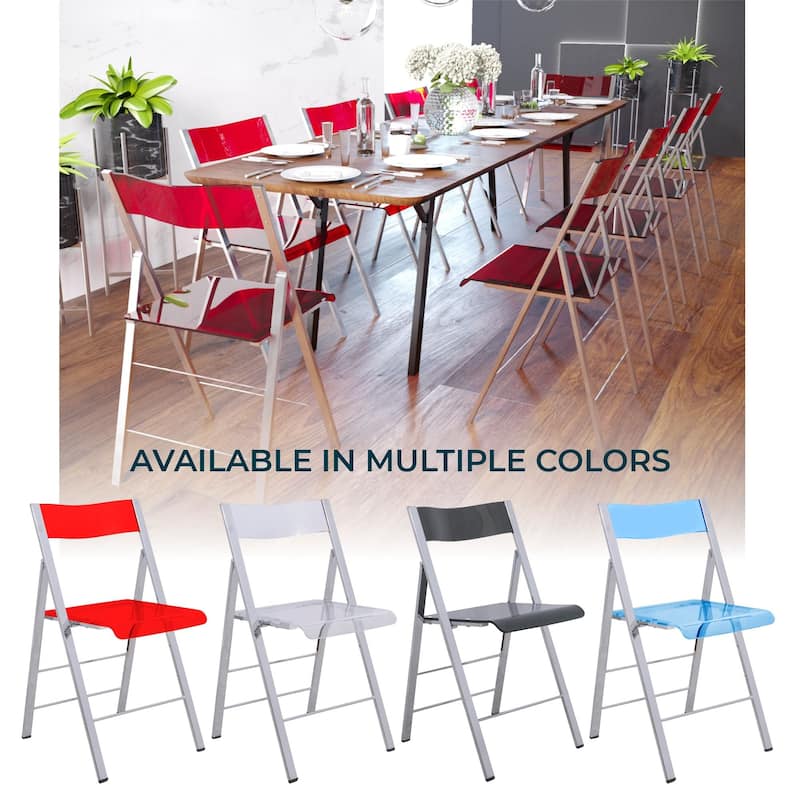 Menno Foldable Acrylic Dining Chair with Metal Frame – Modern Transparent Seat for Indoor Outdoor Kitchen Office or Events