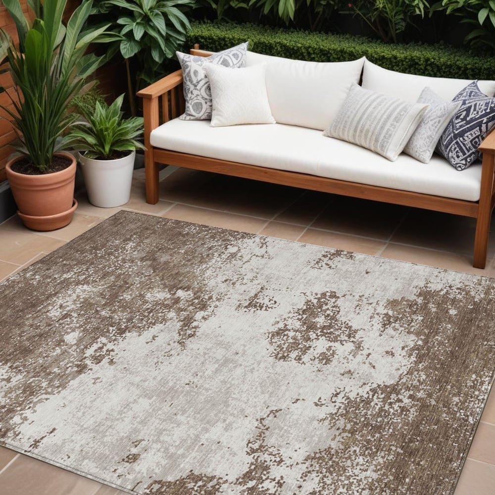 HomeRoots Abstract Transitional Rectangle Outdoor Rug