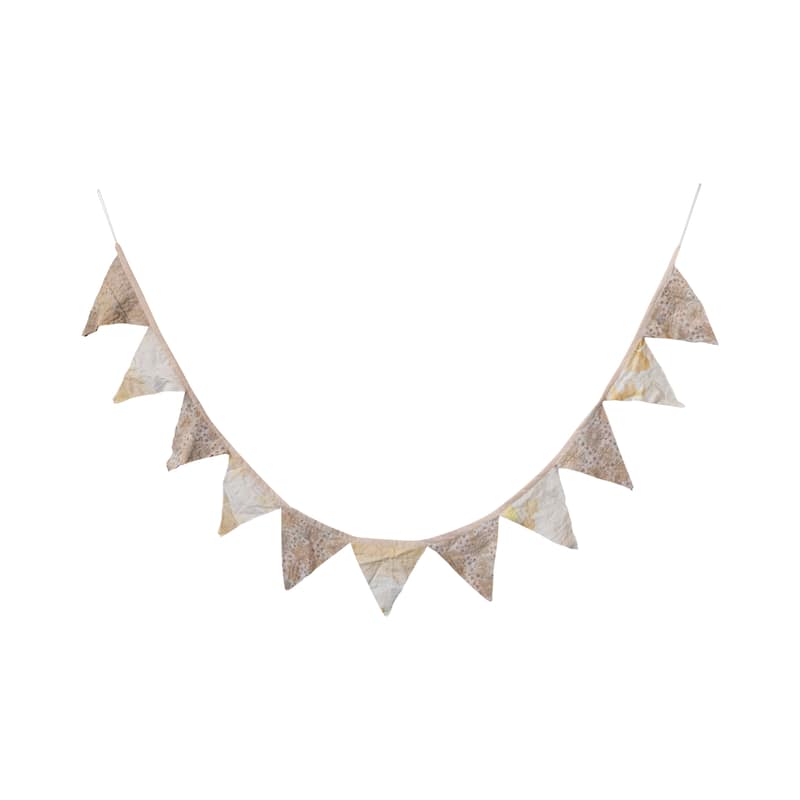 Cotton Kantha Vintage Sari Fabric Pennant Garland - 72.0"L x 0.1"W x 7.0"H - 72.0"L x 0.1"W x 7.0"H - Multi
