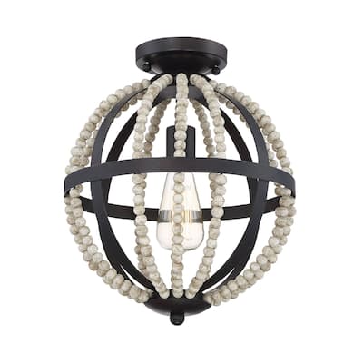 Meridian M60031 Single Light 12" Wide Semi-Flush Globe Ceiling Fixture