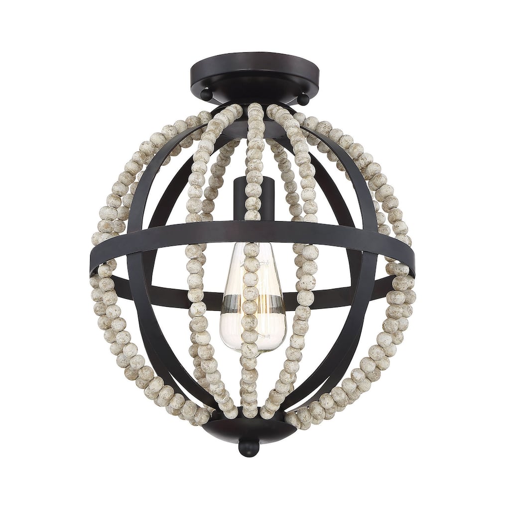 Meridian M60031 Single Light 12" Wide Semi-Flush Globe Ceiling Fixture
