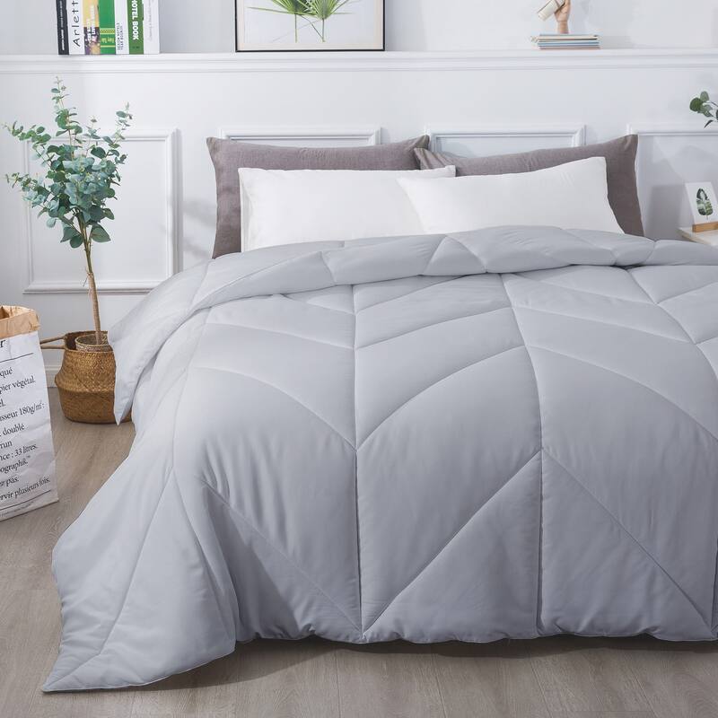 Chevron Stitch Down Alternative Comforter - Full - Queen - Glacier Grey