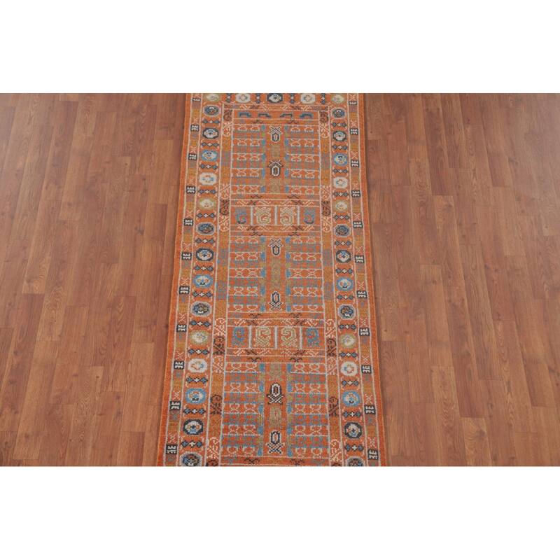 Orange Transitional Khotan Runner Rug Hand-Knotted Wool Carpet - 2'6"x 8'0"
