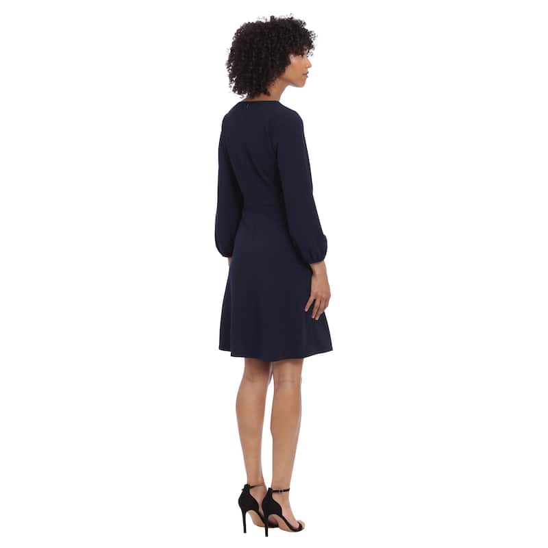 Donna Morgan Long Bell Sleeve V-Neck Dress