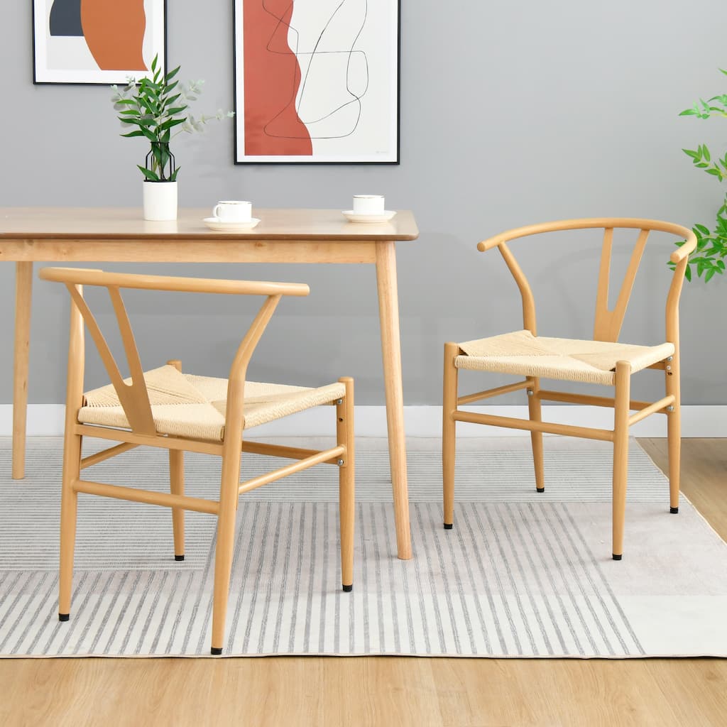 Scandinavian 18" Wide Weave Chairs with Metal Frame