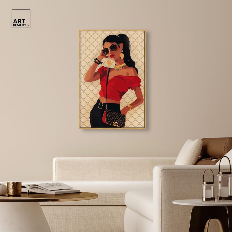 Her Stylish Red Look Canvas by Art Remedy