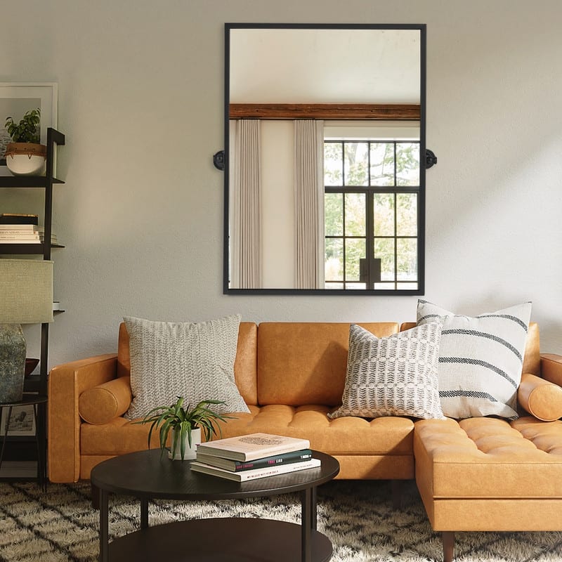 Rectangular Metal Framed Pivoted Bathroom Wall Vanity Mirror Adjustable Wall-Mounted For Modern Wall Decor