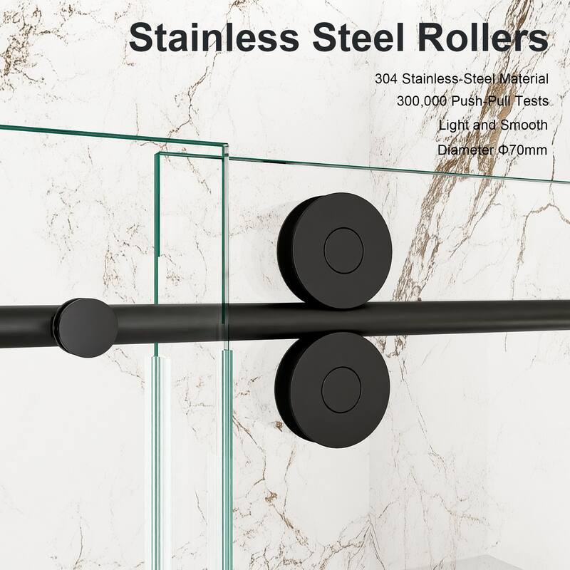 56"-60"W x 72"H Frameless Single Sliding Shower Door - 5/16" (8mm) Clear Tempered Glass