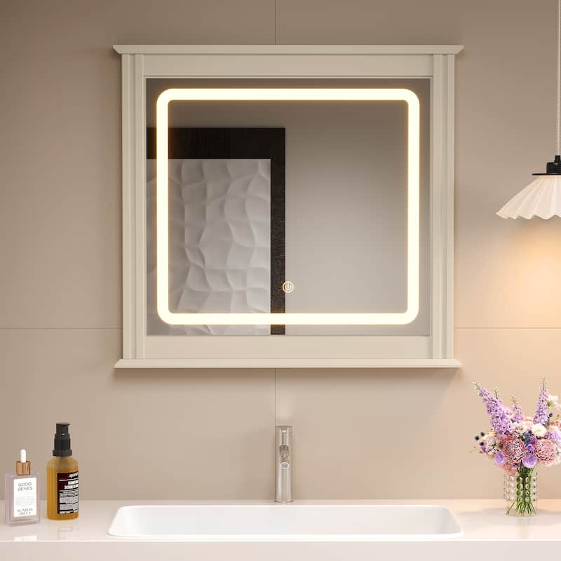 Smart LED Vanity Mirror with 3-Color Light - Beige