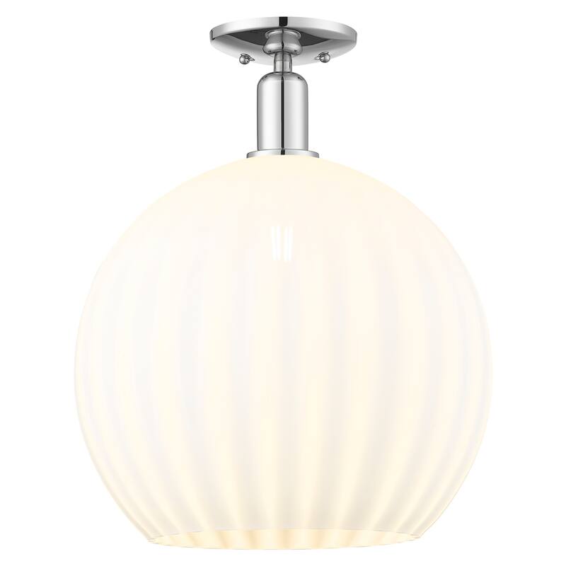 Innovations Lighting Endless Possibilities Arcadia - White Venetian - 1 Light 14" Semi-Flush Mount - Polished Chrome