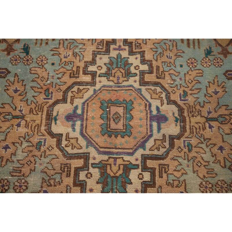 Distressed Purple Tabriz Persian Vintage Area Rug Handmade Wool Carpet - 6'0"x 9'2"