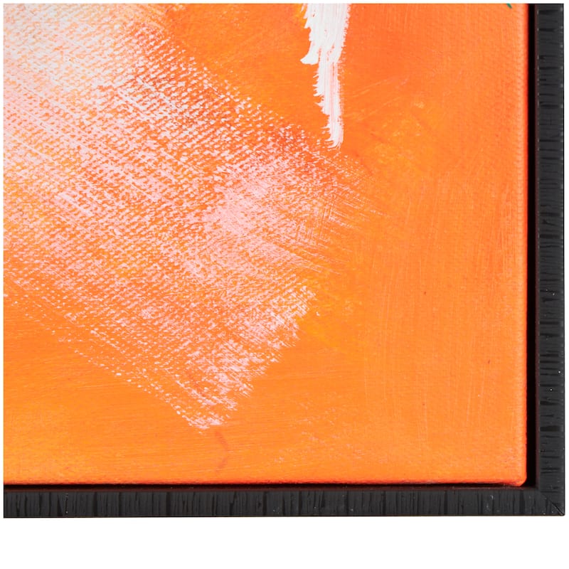 Multi Colored Canvas Abstract Paint Splatter Horse Framed Wall Art with Black Frame - Multi-Color