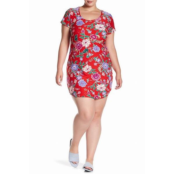 Shop Planet Gold Red Women S Size 1x Plus Floral Print T Shirt