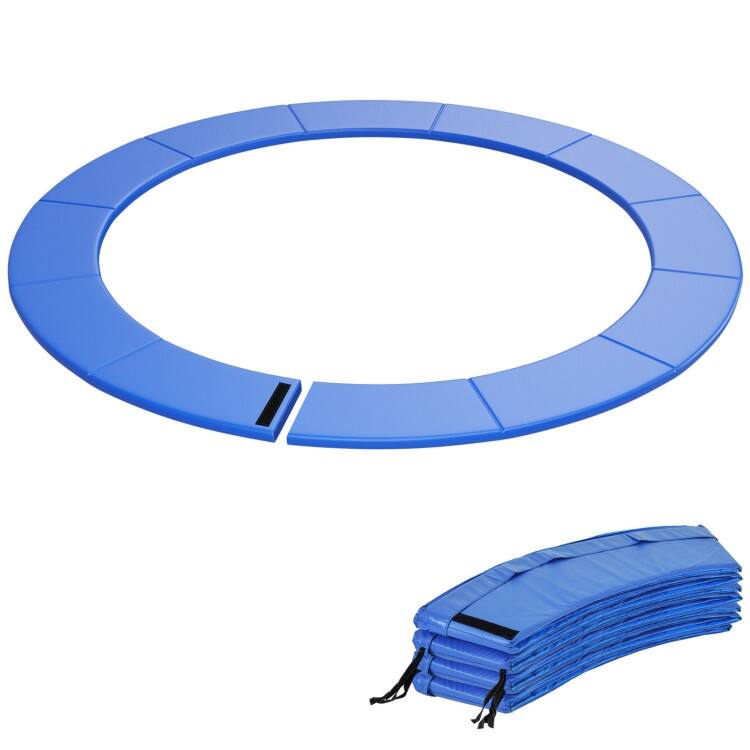 Blue PVC Foam Trampoline Safety Pad with Elastic Straps and Hook Closure - 8