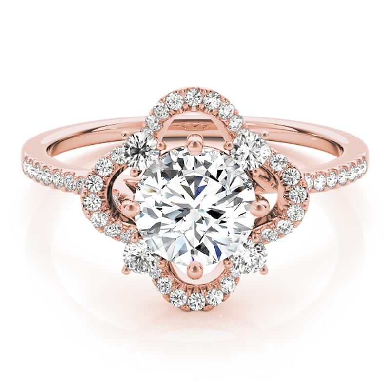 Auriya 14k Rose Gold Lab Grown Round Diamond Halo Engagement Ring 0.50 to 5.00 ct. tw. (F-G VS)