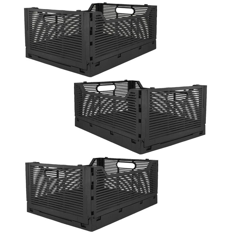 OnDisplay Stackable Folding Desk/Beauty/Closet Storage Crate - Foldable Space Saving Bins