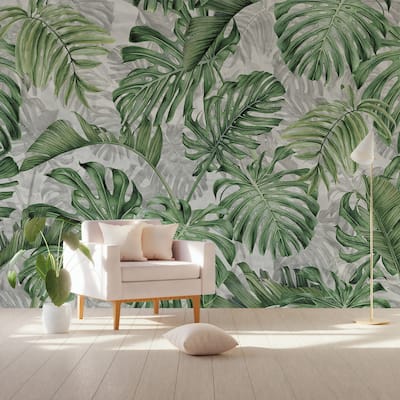 Palm Leaves Vintage Leaf Pattern Tropical Textile Wallpaper