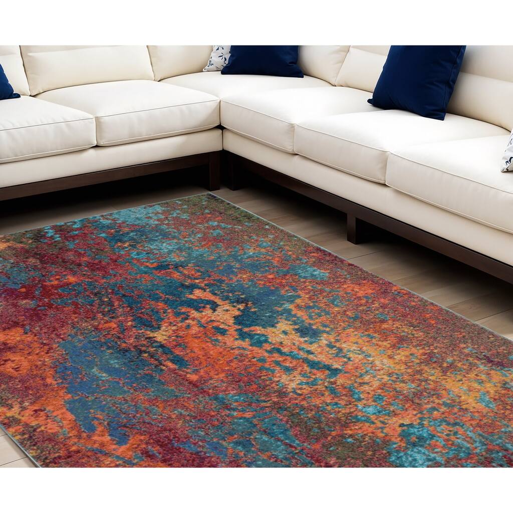 Sasim Power Loomed Abstract Modern Durable Area Rug By HomeRoots - 126' X '94' X '0.5