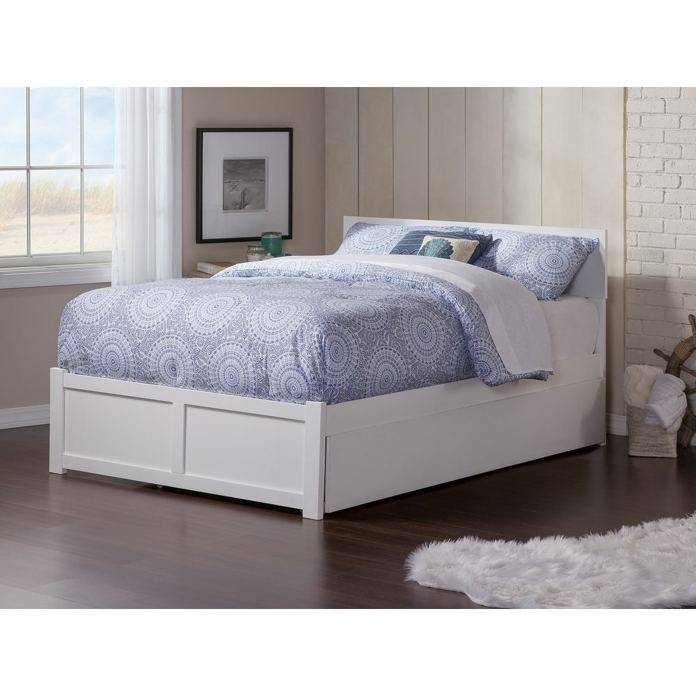 Orlando Full Platform Bed with Footboard and Full Trundle Bed
