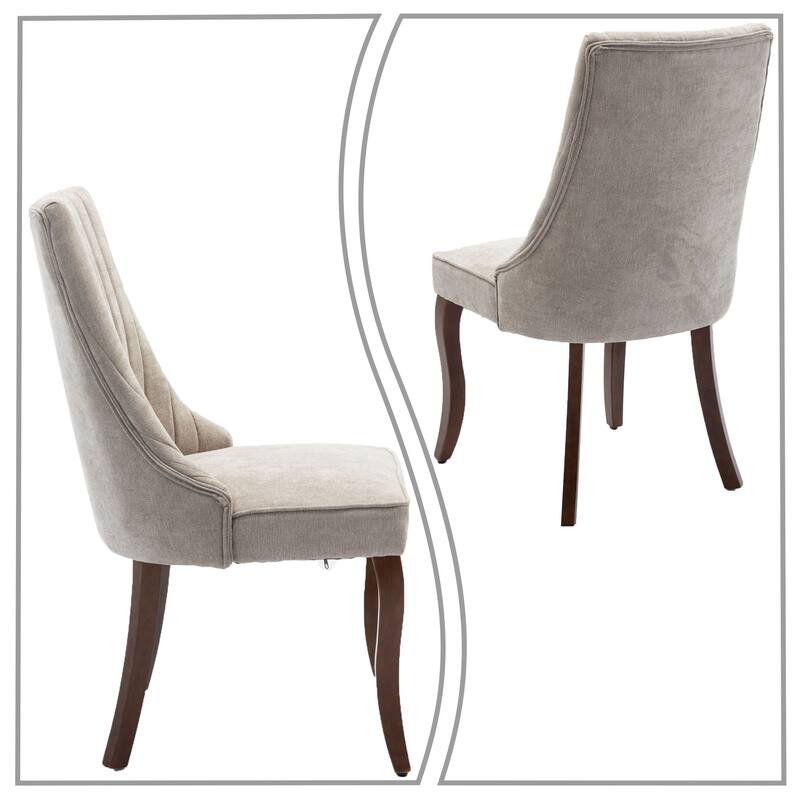 Classic Elegant Set of 2 Rayon Cloth Flocking Linen Fabric Upholstered Dining Chairs