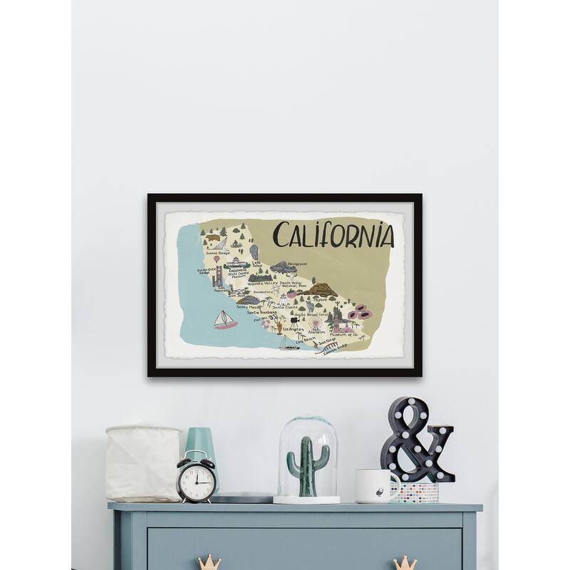 'Illustrated Map of California' Framed Painting Print