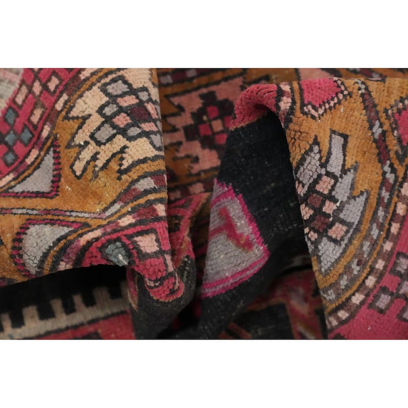 Hand Knotted Oriental 100% Wool Carpet Traditional Tribal Black Ardebil Runner Rug - 10' 6'' X 4' 3''