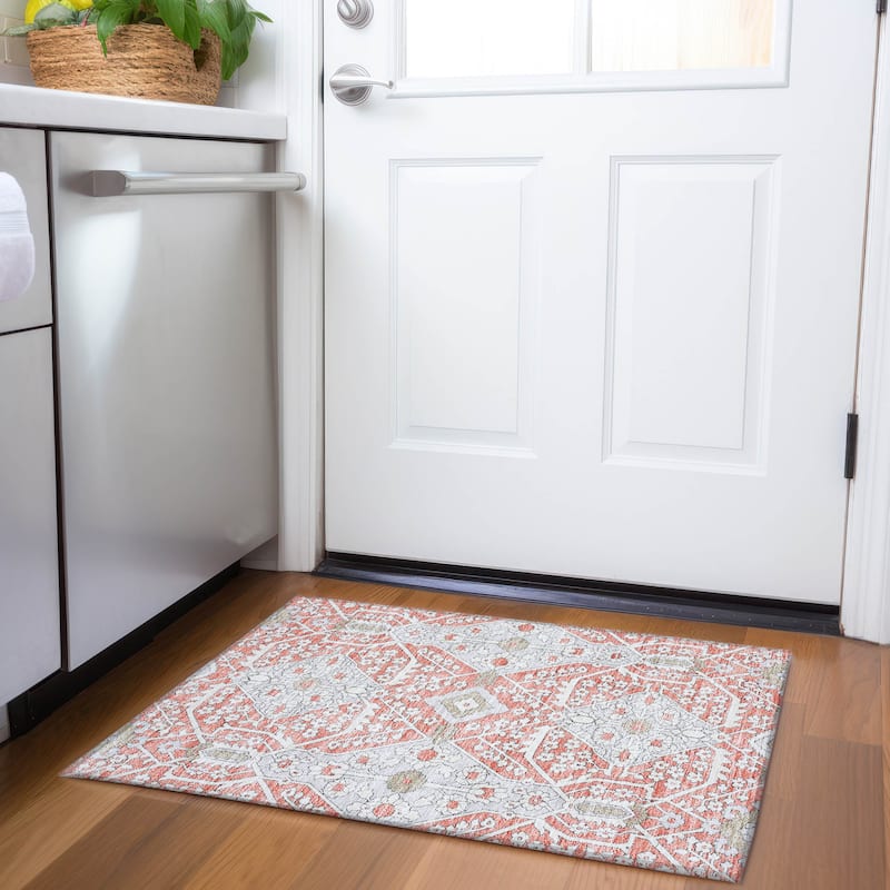 Machine Washable Indoor/ Outdoor Chantille Traditional Medallion Rug