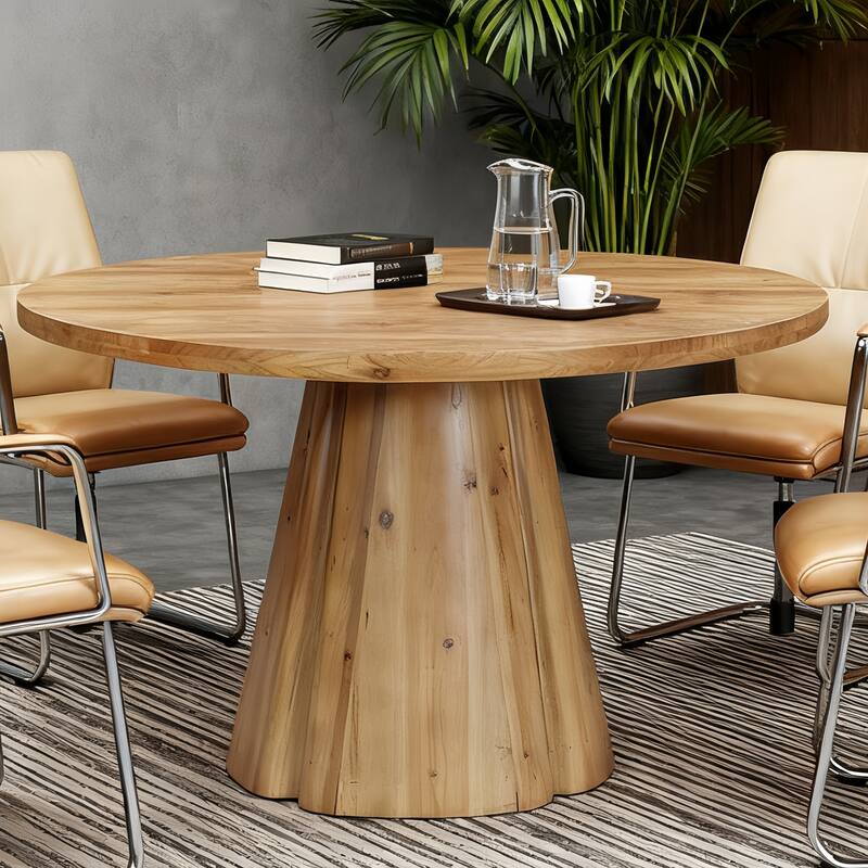 47.24" Solid Wood Round Conference Table for 4-6