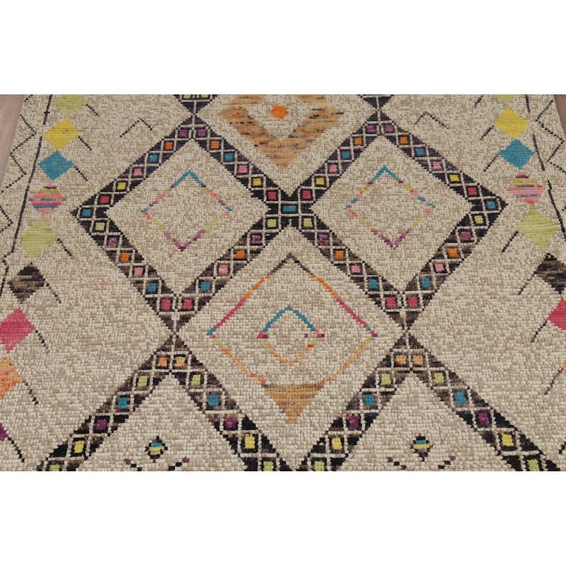 Geometric Moroccan Oriental Area Rug Handmade Wool Carpet - 5'10"x 9'11"