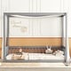 preview thumbnail 3 of 6, Twin Size Canopy Frame Floor Bed with Fence, Guardrails,Grey