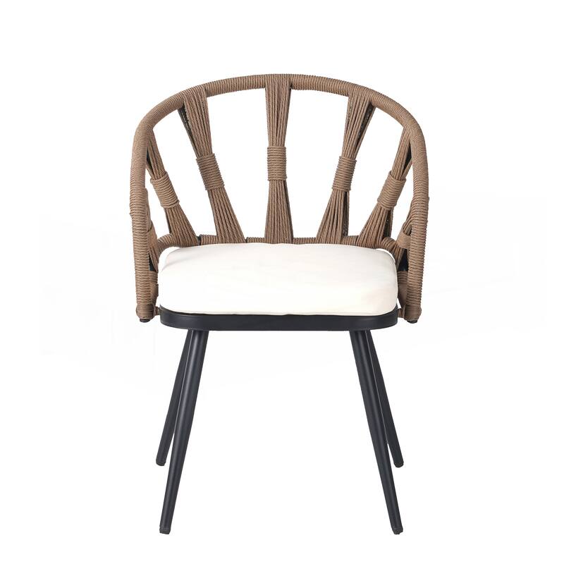 Contemporary Outdoor Set with PE Rattan Chairs and Plastic Wood Table
