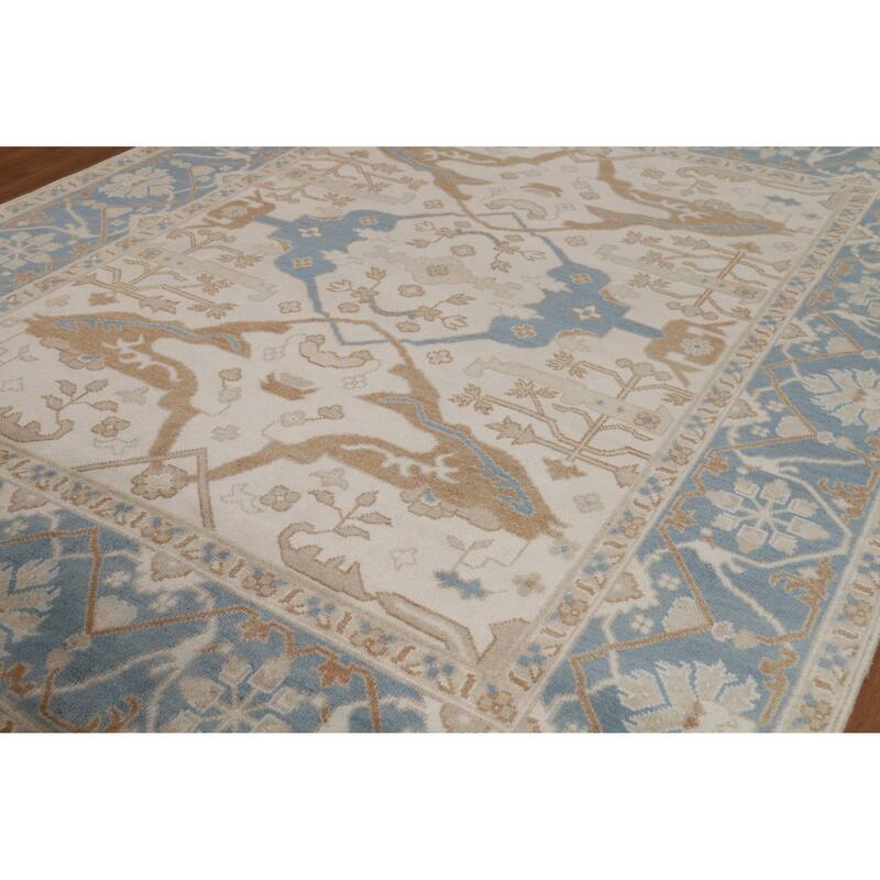 Transitional Oushak Indian Area Rug Handmade Wool Carpet - 8'1" x 10'0"