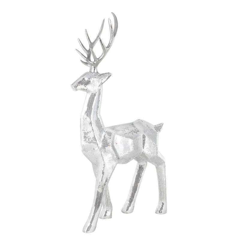 Silver or Copper Fiberglass Floor Reindeer Christmas Sculpture with Mosaic Pattern