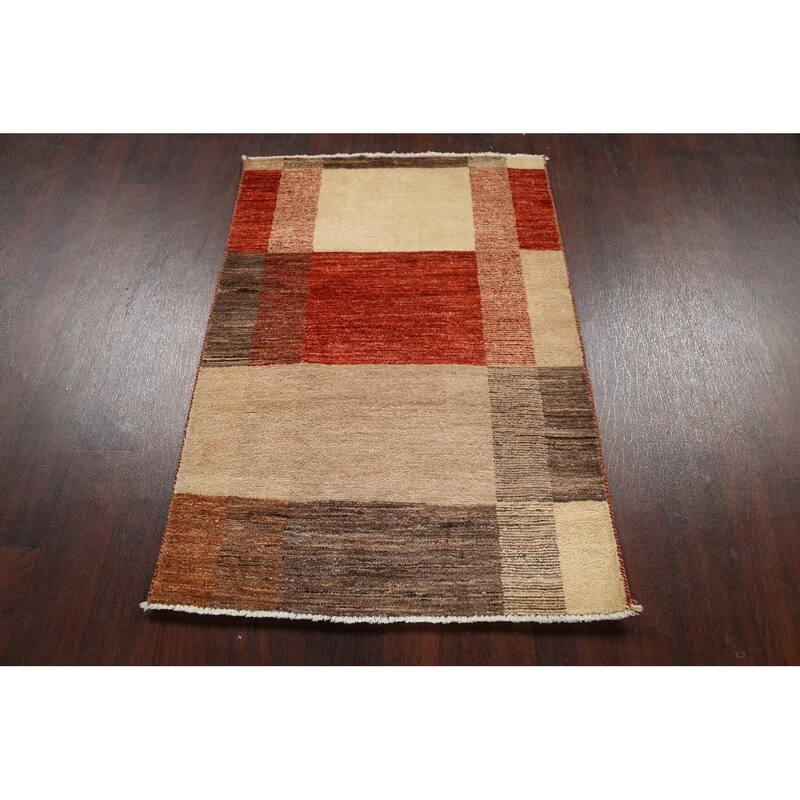Modern Gabbeh Kashkoli Oriental Area Rug Wool Handmade Foyer Carpet - 2'7" x 3'8"