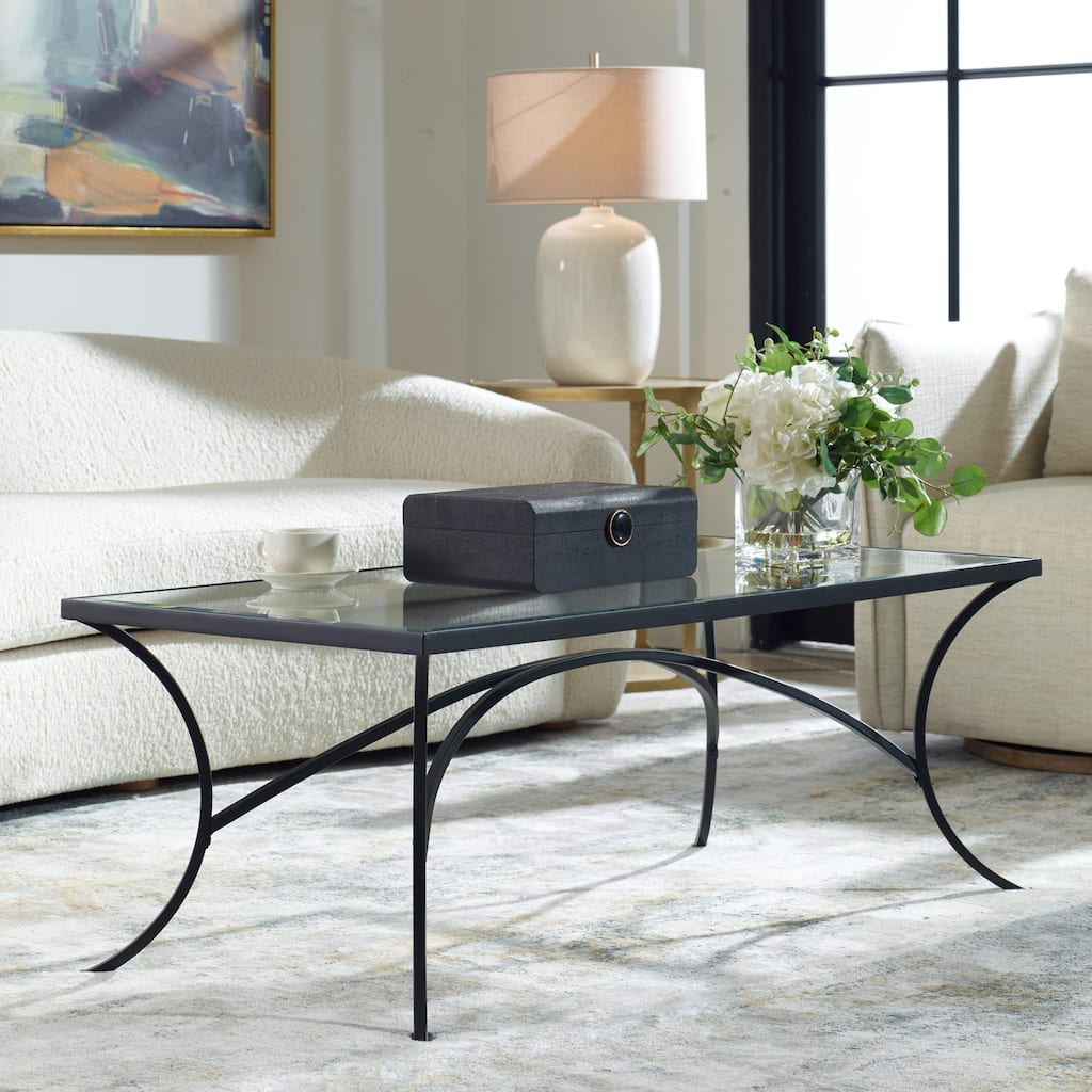 Tempered Glass Coffee Table - 48" - Black and Clear