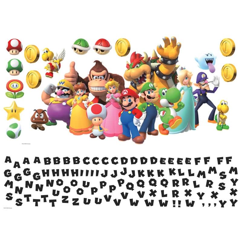 Super Mario Giant Peel and Stick Wall Decal With Alphabet by RoomMates