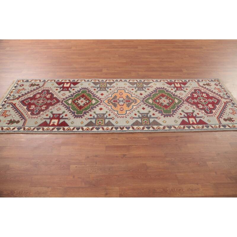 Tribal Kazak Oriental Runner Rug Handmade Wool Carpet - 2'7"x 7'9"