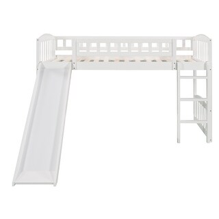 Twin Loft Bed with Slide & Ladder - Guardrails for Safety