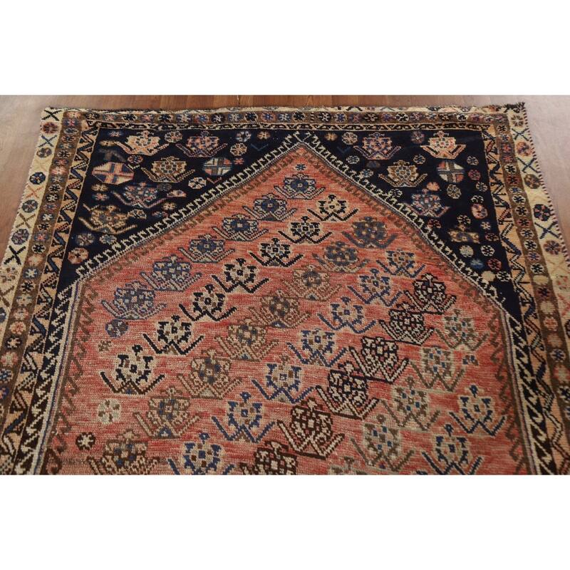 Vegetable Dye Shiraz Persian Antique Area Rug Hand-knotted Wool Carpet - 4'10"x 7'7"
