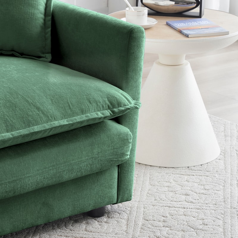 2-Pieces Chenille Fabric Sofa Set,3Seater Sofa&1Arm Chair,Light Green ...