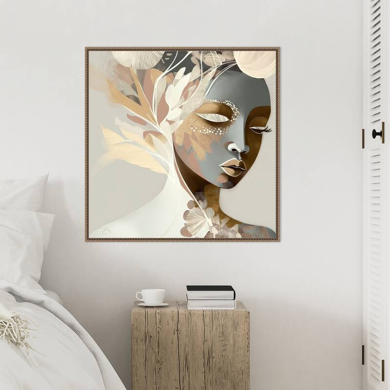 Annabelle by Bella Eve Framed Canvas Wall Art Print - Sylvie Beaded Gold