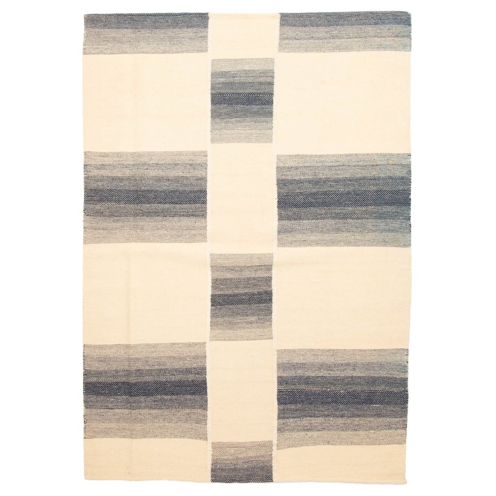 ECARPETGALLERY Flat-Weave Ankara FW Cream Wool Kilim - 4'6 x 6'7