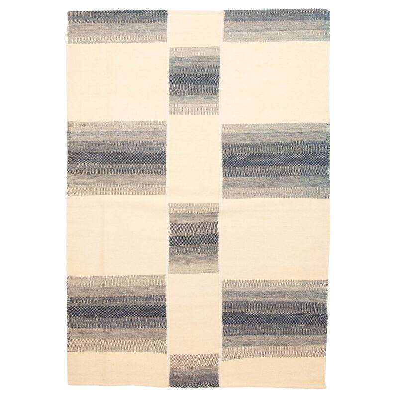 ECARPETGALLERY Flat-Weave Ankara FW Cream Wool Kilim - 4'6 x 6'7