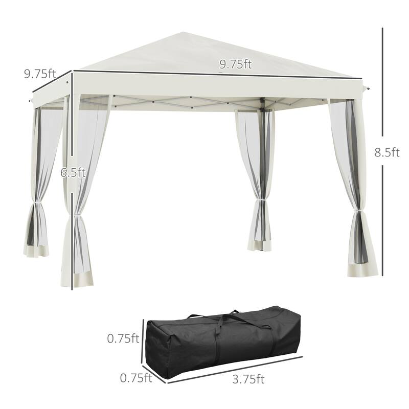 10'x10' Pop Up Canopy Tent with Netting, Adjustable Height Gazebo with Carry Bag for Outdoor Events