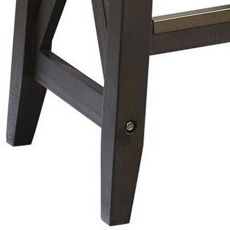 31 Inches Saddle Seat Wooden Barstool, Brown