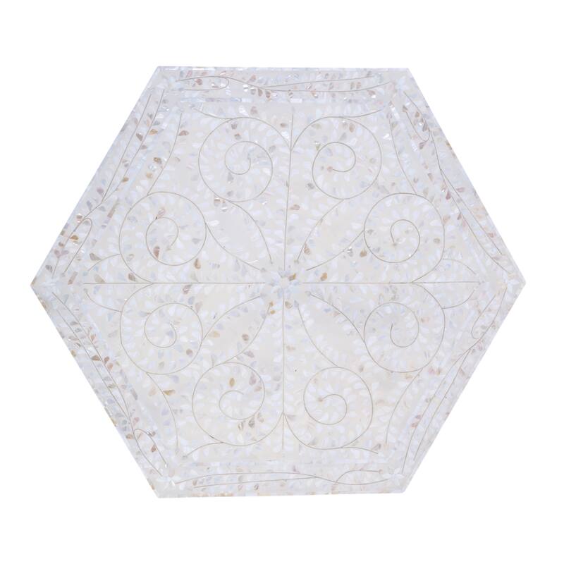 Marjorie 40.5 in. W Hexagon Mother of Pearl Coffee Table