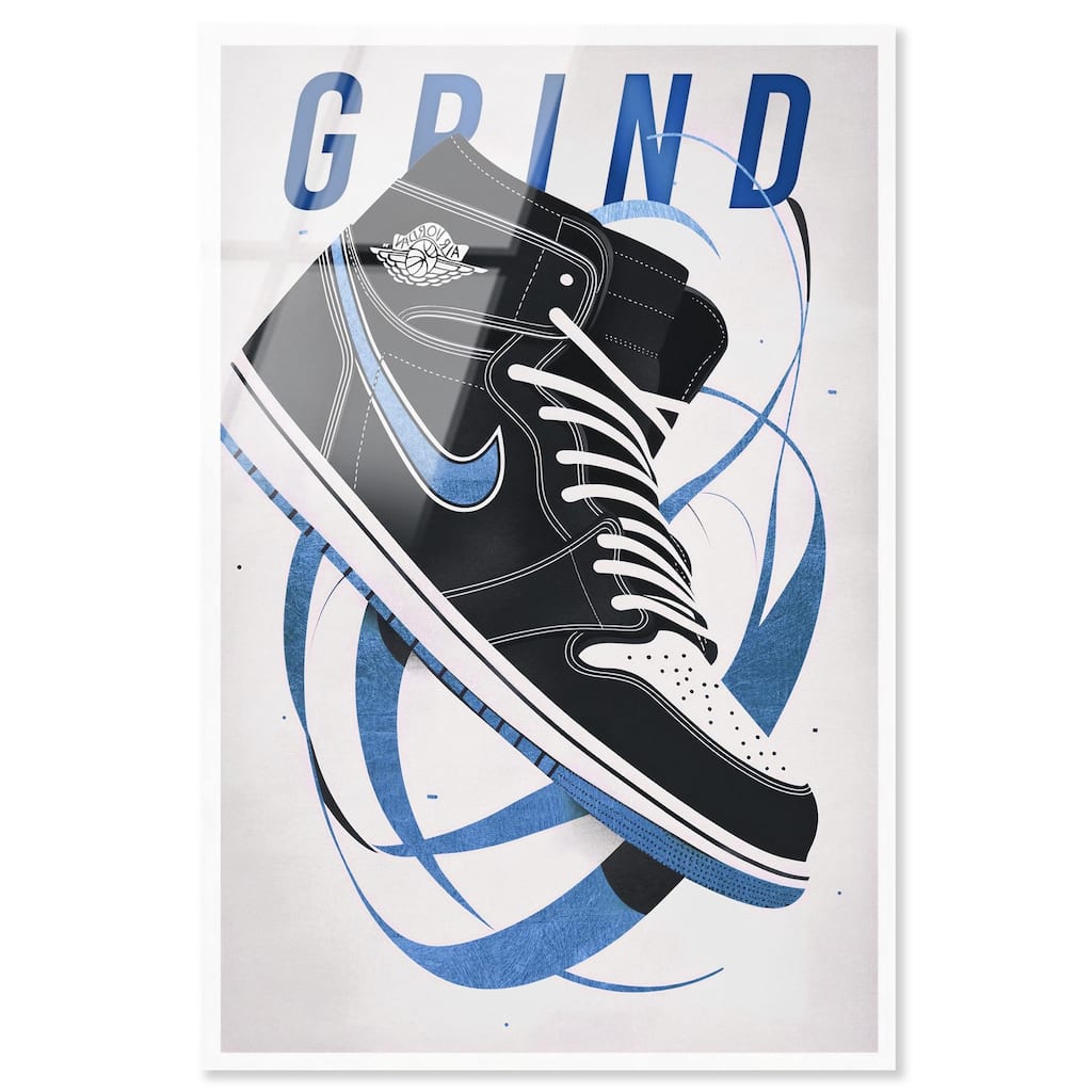 Blue Ribbon Sneaker Acrylic by Art Remedy, Ready to Hang