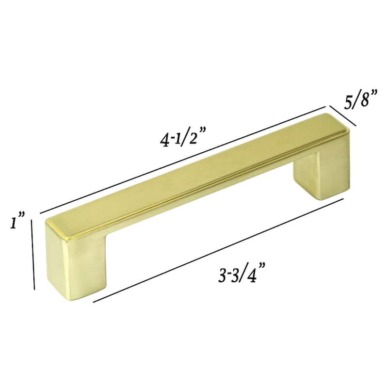 Contemporary 4.5-inch Nepoli Champagne Gold Finish Square Cabinet Bar Pull Handle - Set of 10 - 1"